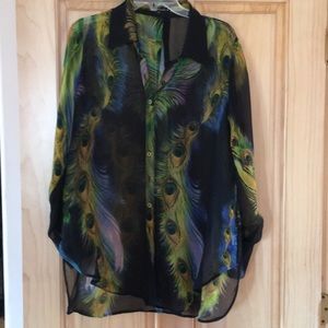 Klaveli Sheer Tunic Length Blouse